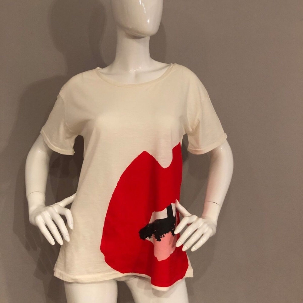 Junk Food Donald Robertson Red Lips Ex-Boyfriend White Red Adult T-shirt Size M
